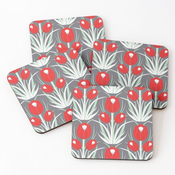 Item preview, TULIP LOVE - Ruby Red & Dusty Grey designed and sold by Carina Parry Studios.