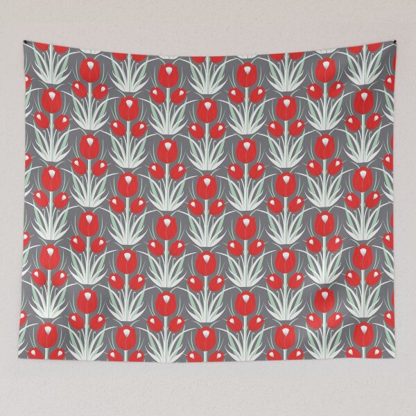Item preview, TULIP LOVE - Ruby Red & Dusty Grey designed and sold by Carina Parry Studios.