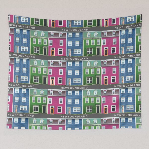 Item preview, NEWFOUNDLAND Pink Blue Green Row Houses  designed and sold by Corshe.