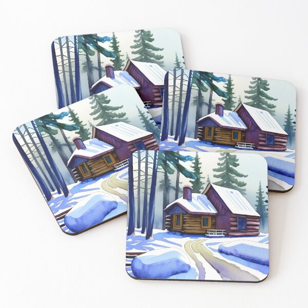 Artikelvorschau, Winterhütte, Aquarellmalerei entworfen und verkauft von REALDesign-Shop.