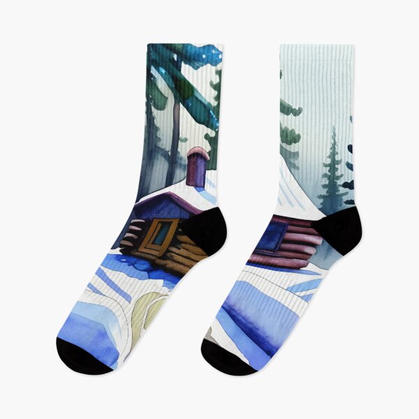 Artikelvorschau, Winterhütte, Aquarellmalerei entworfen und verkauft von REALDesign-Shop.