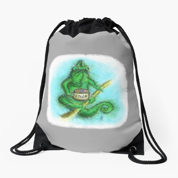 Funny chameleon Drawstring Bag