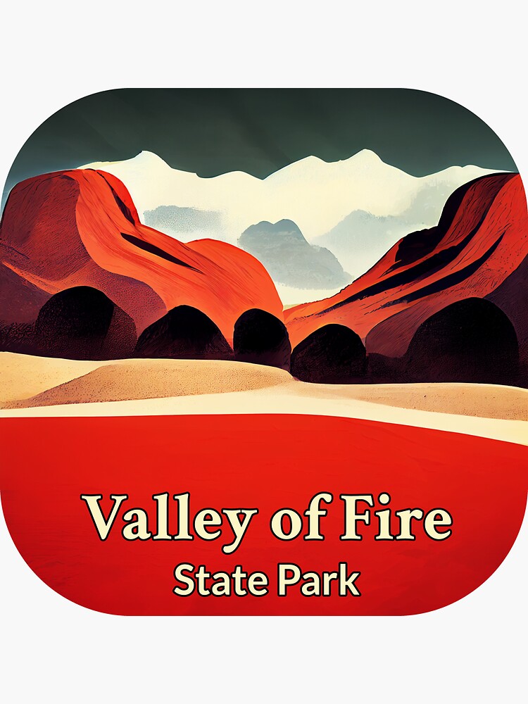 "Valley Of Fire State Park Poster Art Design Illustration " Sticker for