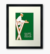Retro tennis referee, game set and match Framed Print