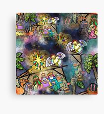 Seamless Watercolour Christmas Nativity Abstract Canvas Print