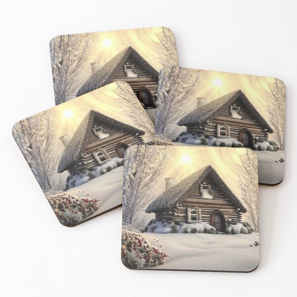 Item preview, a winter scenery with a beautiful cottage in the forest  designed and sold by Mebbotai.