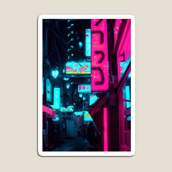 Artikelvorschau, Japanische Pink & Blue Neon City entworfen und verkauft von Dareshift.