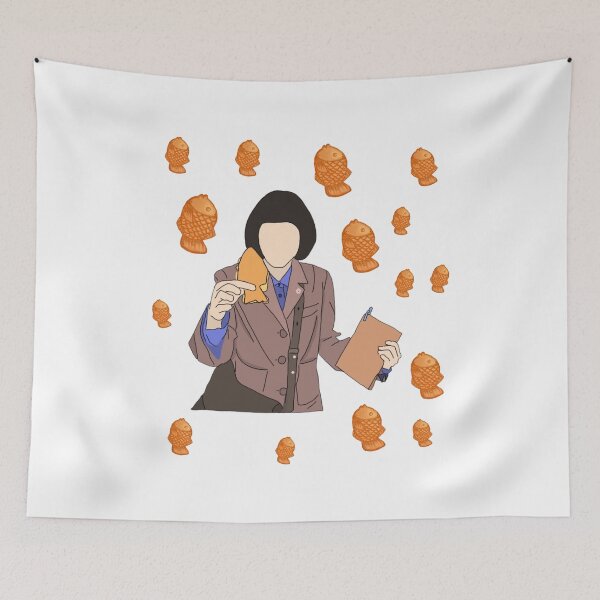 Item preview, Woo Yeong Woo eats taiyaki & taiyaki background designed and sold by paintingtour.