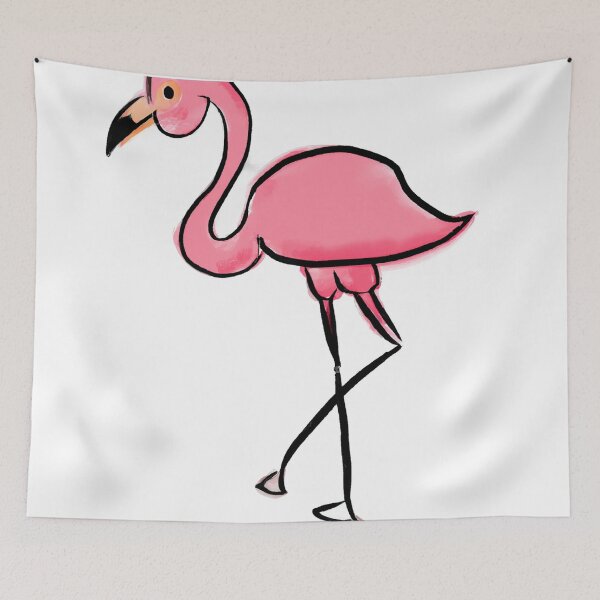 Item preview, Cute Flamingo Drawing designed and sold by WeHeartAnimals.
