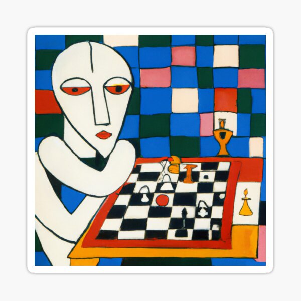 Green Eyed Cat Strategizes Next Chess Move Sticker for Sale by