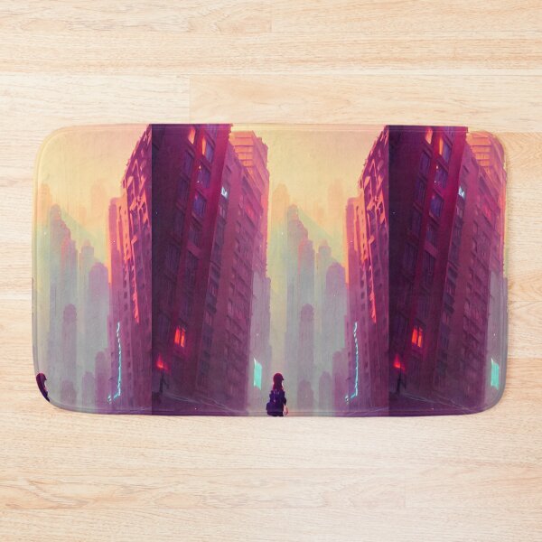 Item preview, Cute Anime Girl in Streets Lofi Scenario Shadow Landscape designed and sold by Trendy-Now.