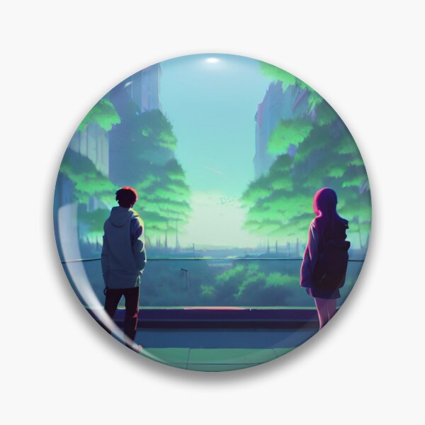 Item preview, A Couple in Bridge Lofi Scenario Anime Landscape designed and sold by Trendy-Now.