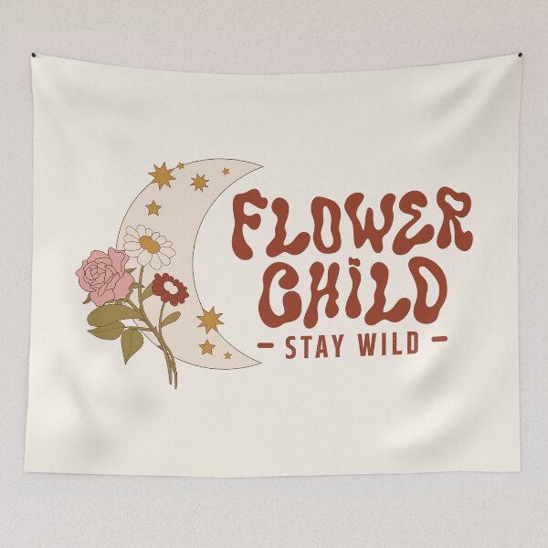 Item preview, Cute Crescent and Flower Child Typography  designed and sold by bolimj.