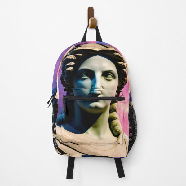 Aperçu de l'œuvre Fond d'écran d'art numérique 3d fantaisie esthétique statues grecques classiques, avec pastel vaporewave ciel coloré style GTA créée et vendue par Design Repo.