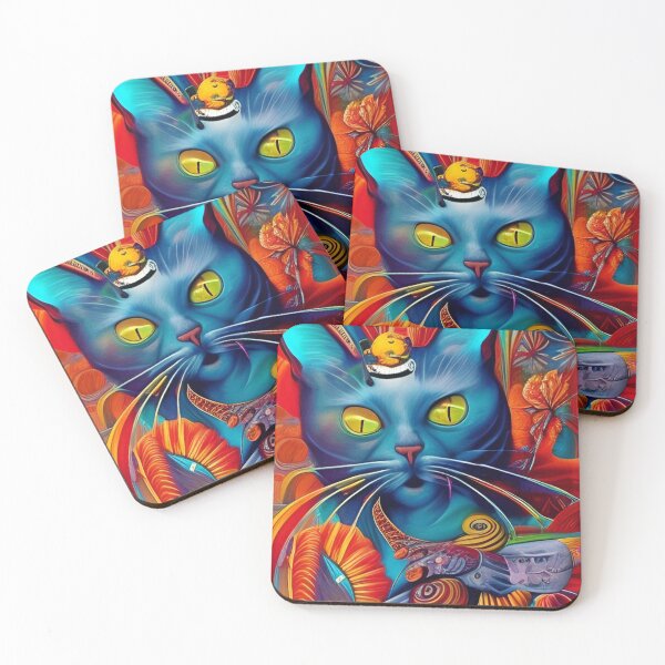 Item preview, Colorful, abstract cat wall art as prints, on canvas, or large posters. Wall art decor for your home. Choice of print sizes. designed and sold by JoelsCorner.