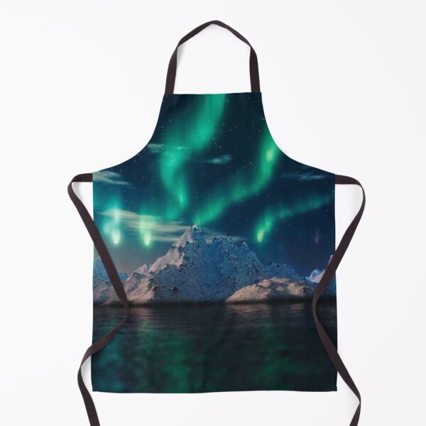 Item preview, northern lights - auroras over the lake and beautiful snowy mountains  designed and sold by Durgaa D.