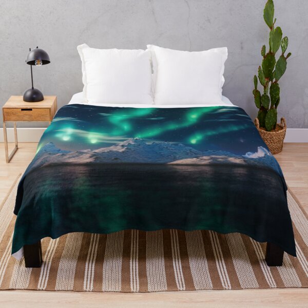 Item preview, northern lights - auroras over the lake and beautiful snowy mountains designed and sold by Durgaa D.