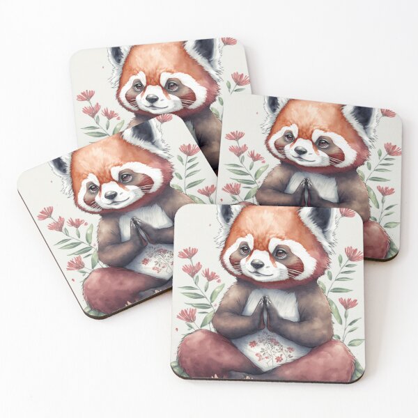 Item preview, Yoga Kawaii Red panda watercolor designed and sold by printiesart.