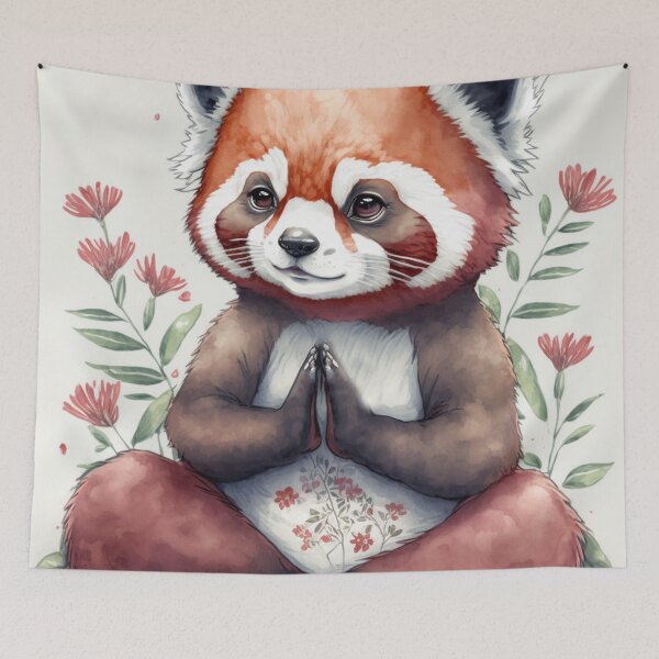 Item preview, Yoga Kawaii Red panda watercolor designed and sold by printiesart.