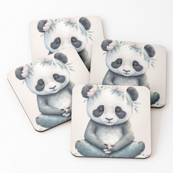 Item preview, Yoga Panda kawaii watercolor designed and sold by printiesart.