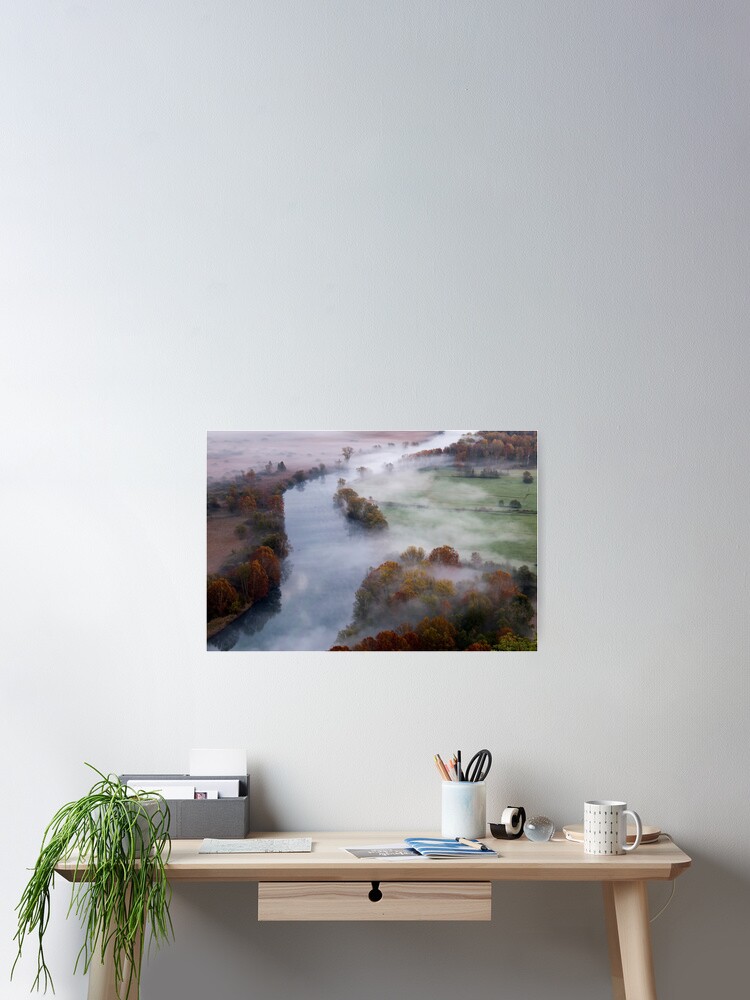 Thumbnail 2 of 3, Poster, Morning mist on Adda designed and sold by pietrofoto.