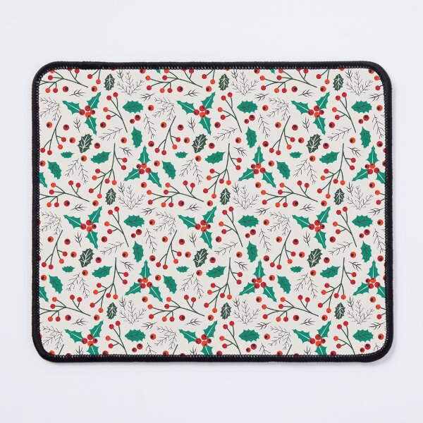 Item preview, Christmas Holly Mistletoe Berries on Cream designed and sold by prirajdesigns.