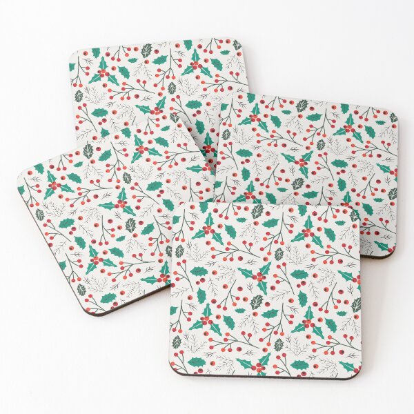 Item preview, Christmas Holly Mistletoe Berries on Cream designed and sold by prirajdesigns.