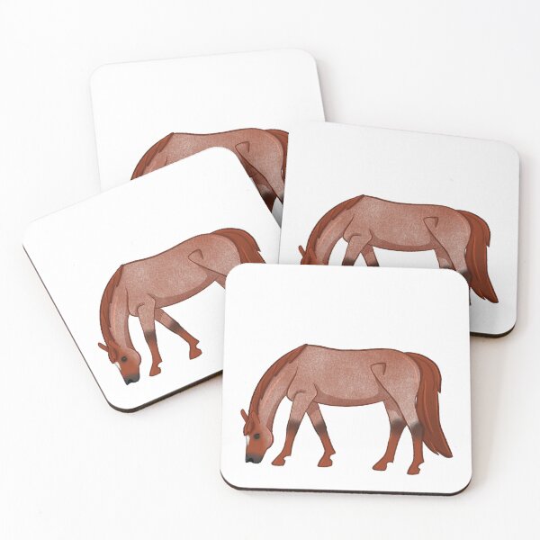 Item preview, Strawberry roan horse grazing designed and sold by Art By Drina.