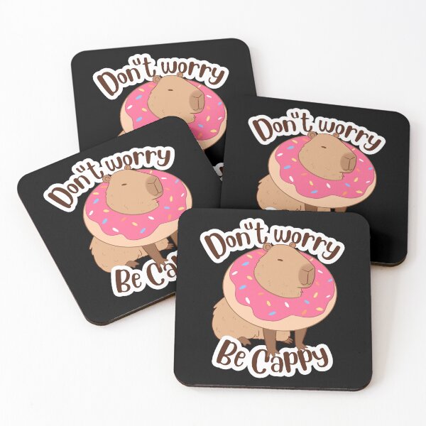 Item preview, Donut worry be cappy - don't worry be happy cute Capybara illustration for capybara lovers designed and sold by Yarafantasyart.