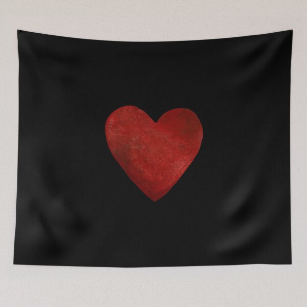 Item preview, Red heart a watercolor illustration hand drawn black designed and sold by Yana Mustafina | Boho Soulful Designs.