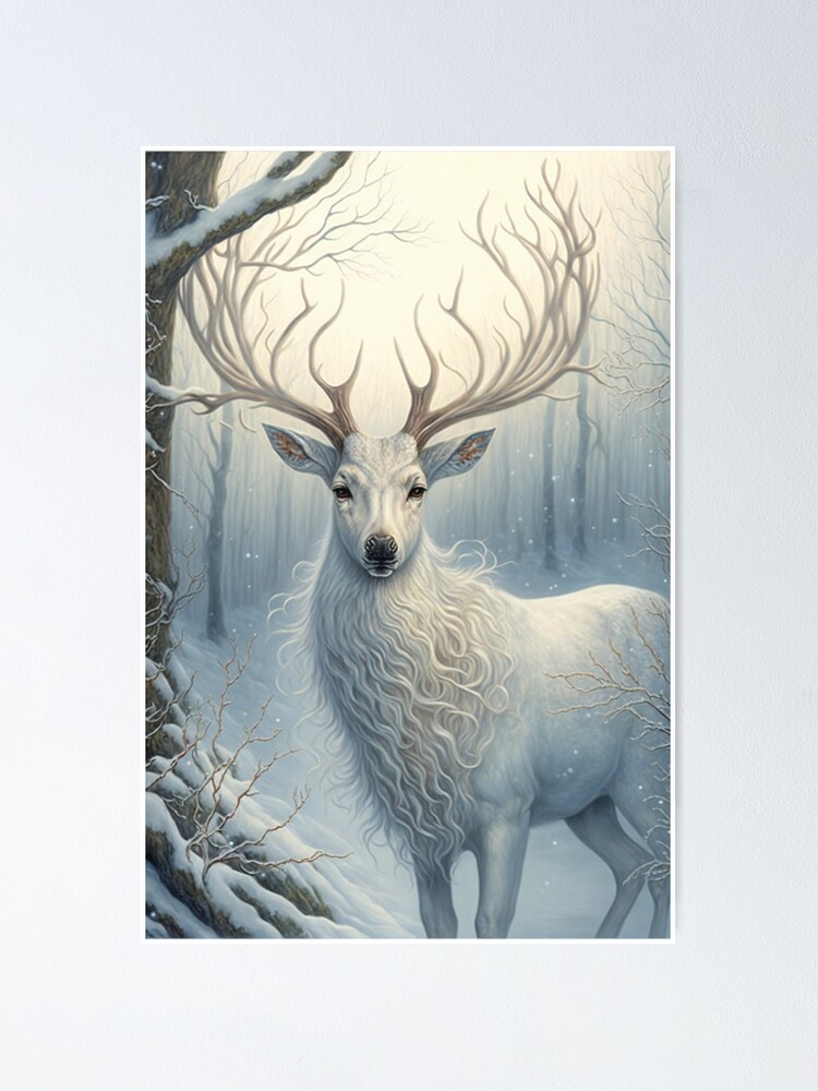 The white deer Poster by VisionaryAI