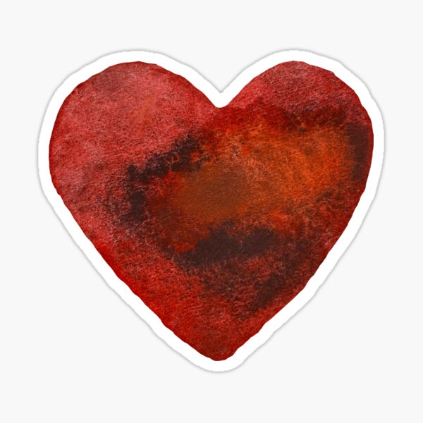Item preview, Heart red wet watercolor illustration hand drawn  designed and sold by Calligramus | Self-Love, Mental Health & Soft Feminism Design.