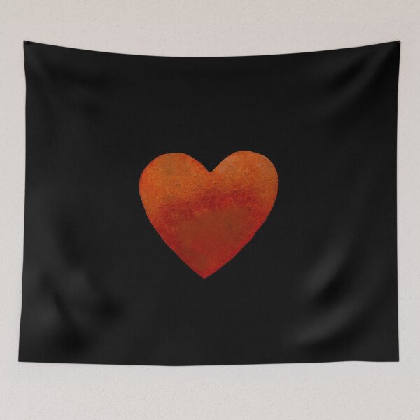 Item preview, Heart dark orange hand drawn watercolor isolated black designed and sold by Yana Mustafina | Boho Soulful Designs.