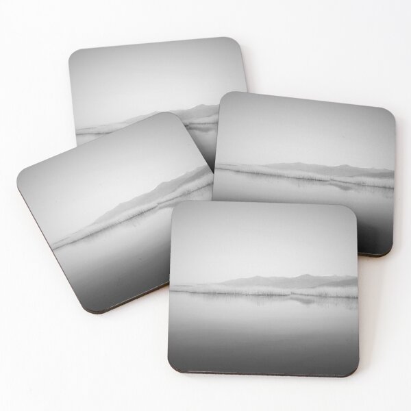 Item preview, Minimalist landscape lake scenery in black and white designed and sold by by-jwp.