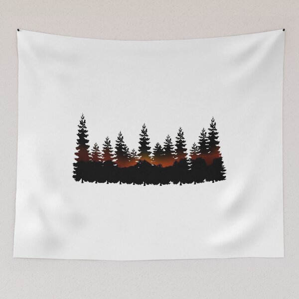 Item preview, Pine Trees Double Exposure Sunset designed and sold by euglenii.