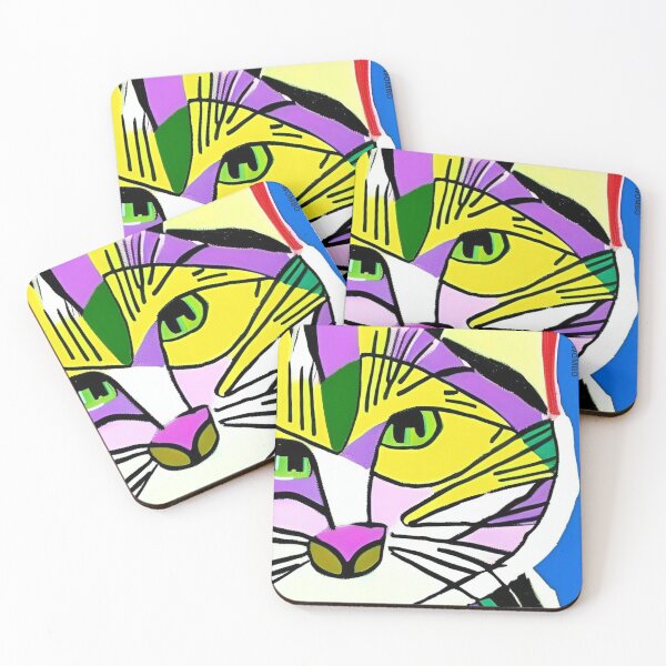 Item preview, Colorful, abstract cat wall art as prints, on canvas, or large posters. Wall art decor for your home. Choice of print sizes. designed and sold by JoelsCorner.