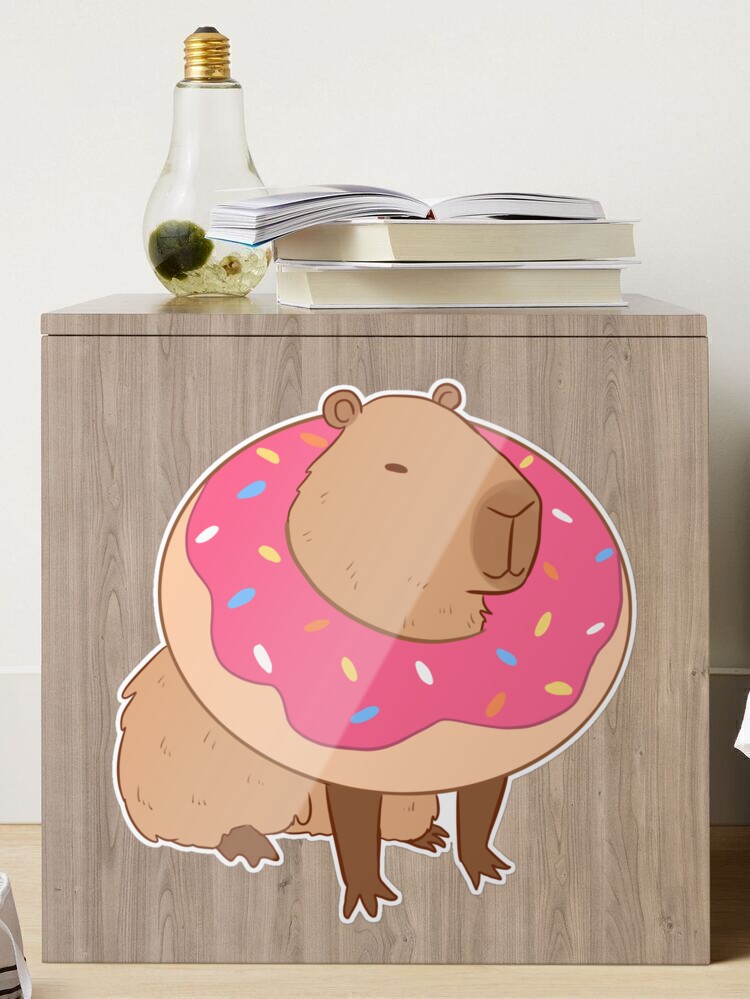 Cute funny capybara with a doughnut for capybara lovers Sticker for Sale  by Yarafantasyart in 2023