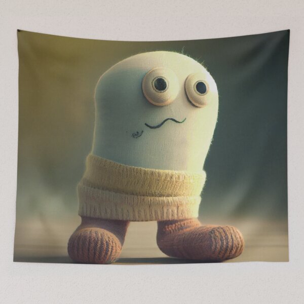 Aperçu de l'œuvre Troubled Realistic Cute Sock Character Digital Painting créée et vendue par CodeAndColors.