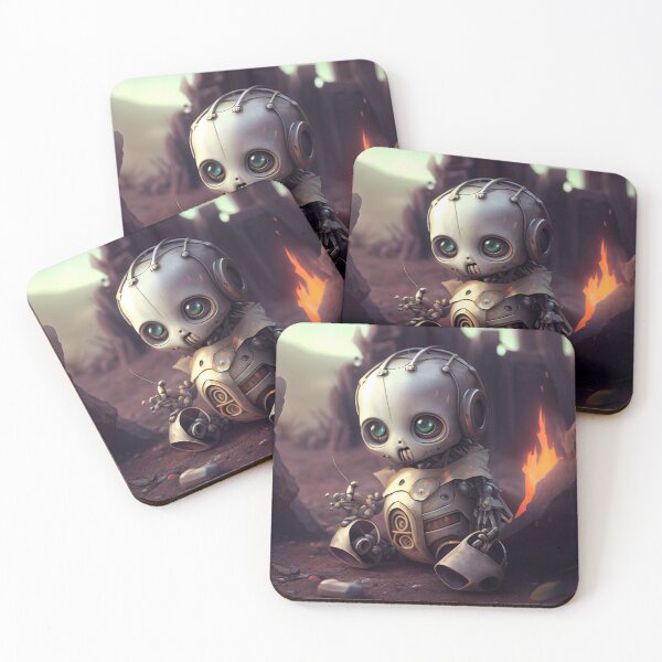 Item preview, Small Cute Baby Robot Sitting in a Dystopia Digital Painting designed and sold by CodeAndColors.
