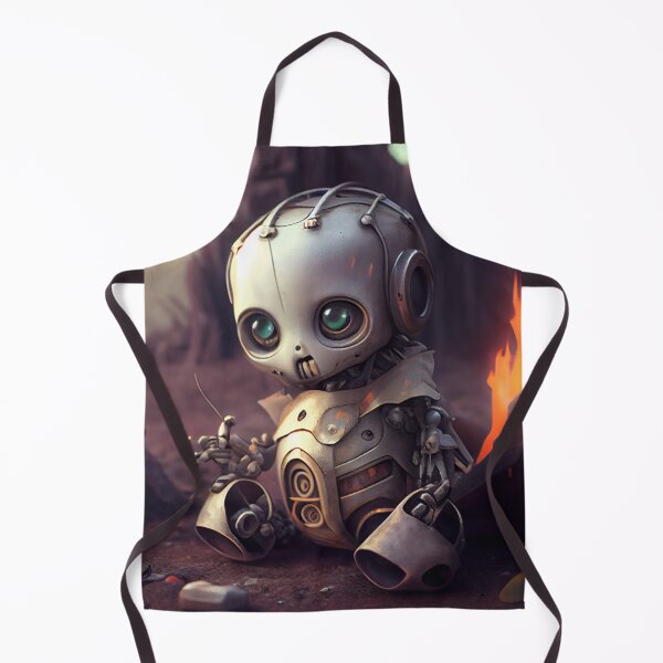 Item preview, Small Cute Baby Robot Sitting in a Dystopia Digital Painting designed and sold by CodeAndColors.