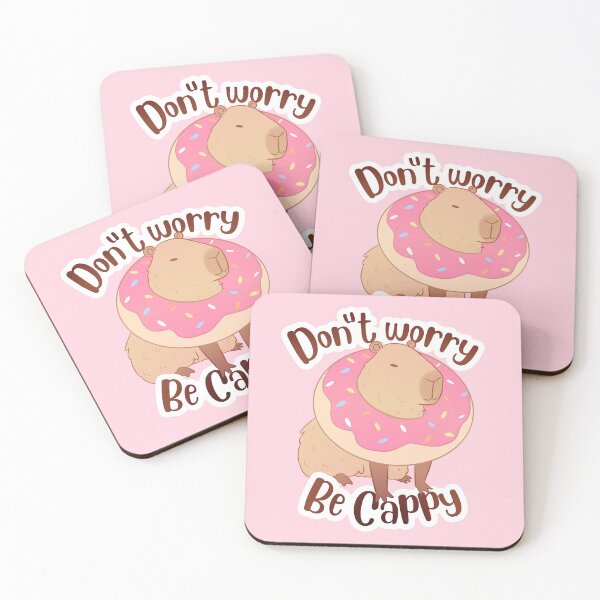 Item preview, Donut worry be cappy - don't worry be happy cute Capybara illustration for capybara lovers designed and sold by Yarafantasyart.