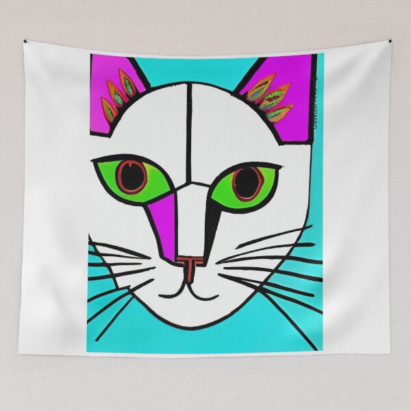 Item preview, Colorful, abstract cat wall art as prints, on canvas, or large posters. Wall art decor for your home. Choice of print sizes. designed and sold by JoelsCorner.