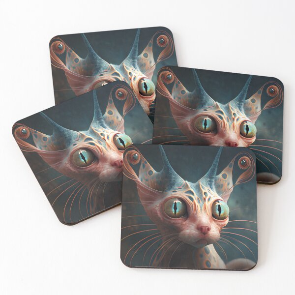 Aperçu de l'œuvre Weird Cat Alien Portrait Digital Painting créée et vendue par CodeAndColors.