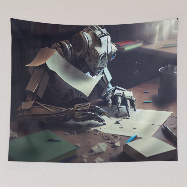 Item preview, Hard Working Robot Reading and Writing Digital Painting designed and sold by CodeAndColors.