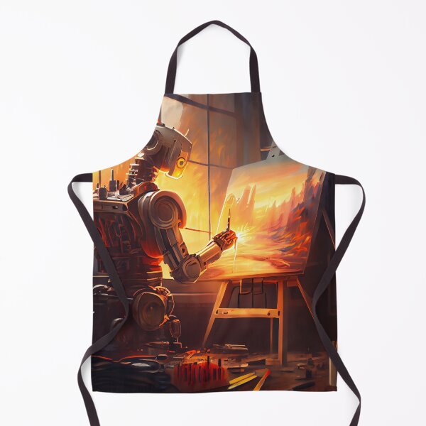 Item preview, Abstract Bright Hopeful Robot Artist Painting His View Digital Painting designed and sold by CodeAndColors.