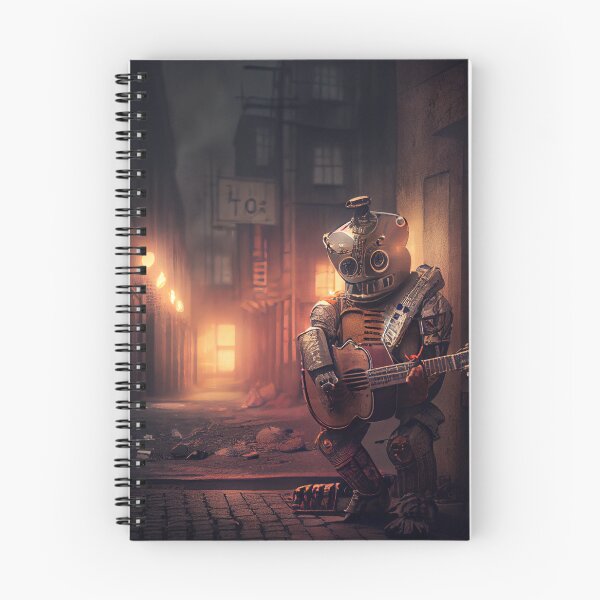 Item preview, Robot Playing the Guitar on the Street Digital Painting designed and sold by CodeAndColors.