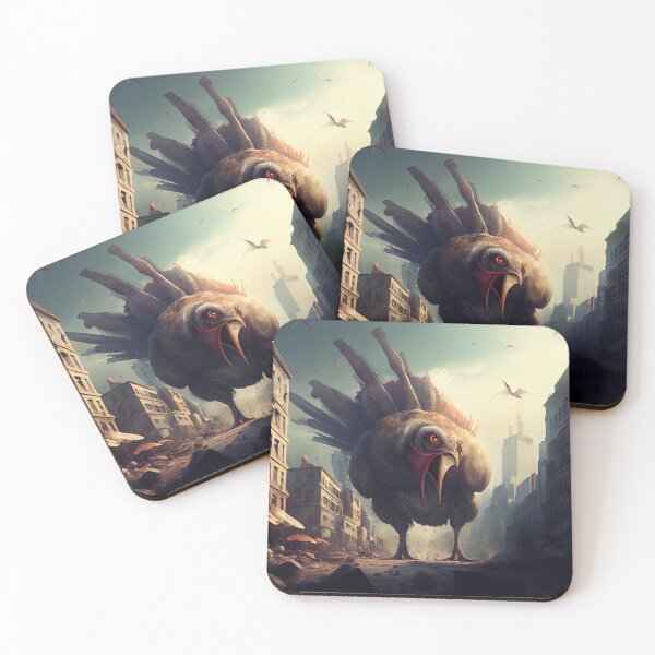 Item preview, Giant Mutant Kaiju Turkey Destroying a City Digital Painting designed and sold by CodeAndColors.
