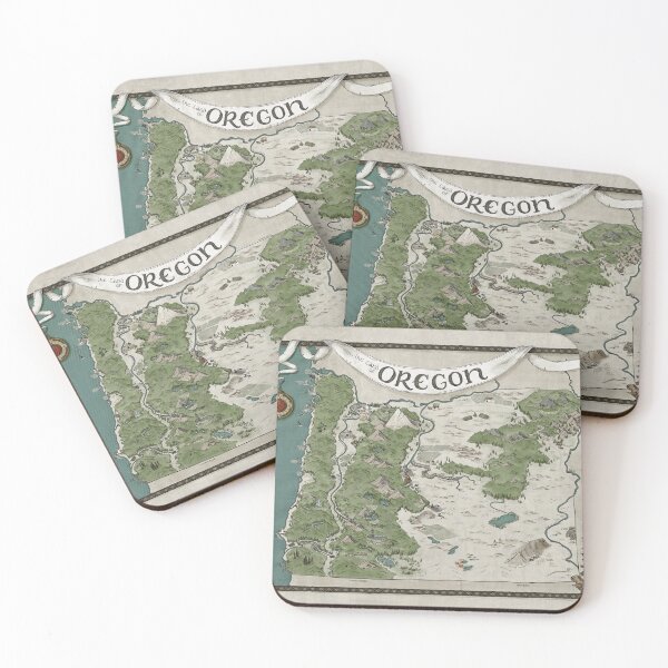 Item preview, Oregon Map - hand-drawn fantasy style illustrated map of Oregon designed and sold by Tomi Hill.