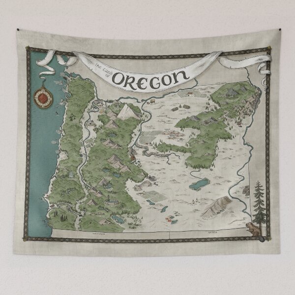 Item preview, Oregon Map - hand-drawn fantasy style illustrated map of Oregon designed and sold by Tomi Hill.
