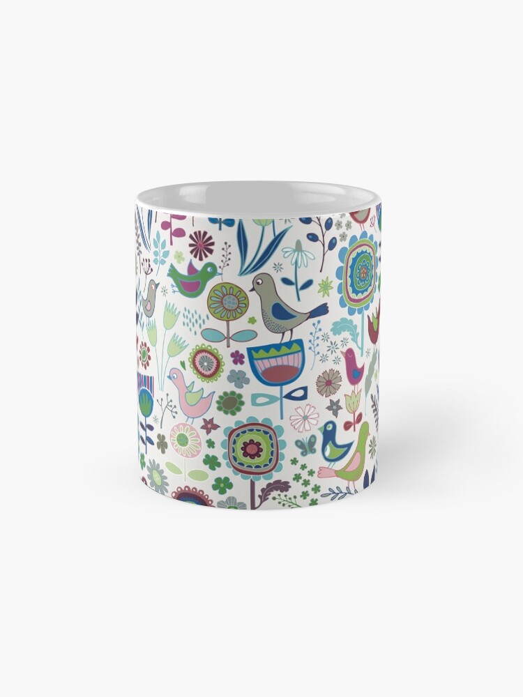 Thumbnail 4 of 6, Coffee Mug, Birds and Blooms - Iznik - Pretty Floral Bird Pattern by Cecca Designs designed and sold by Cecca-Designs.